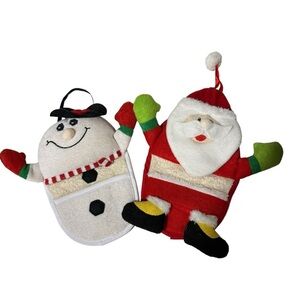 Christmas! - Santa and Frosty, hanging hot pads, kitchen accessories - set of 2